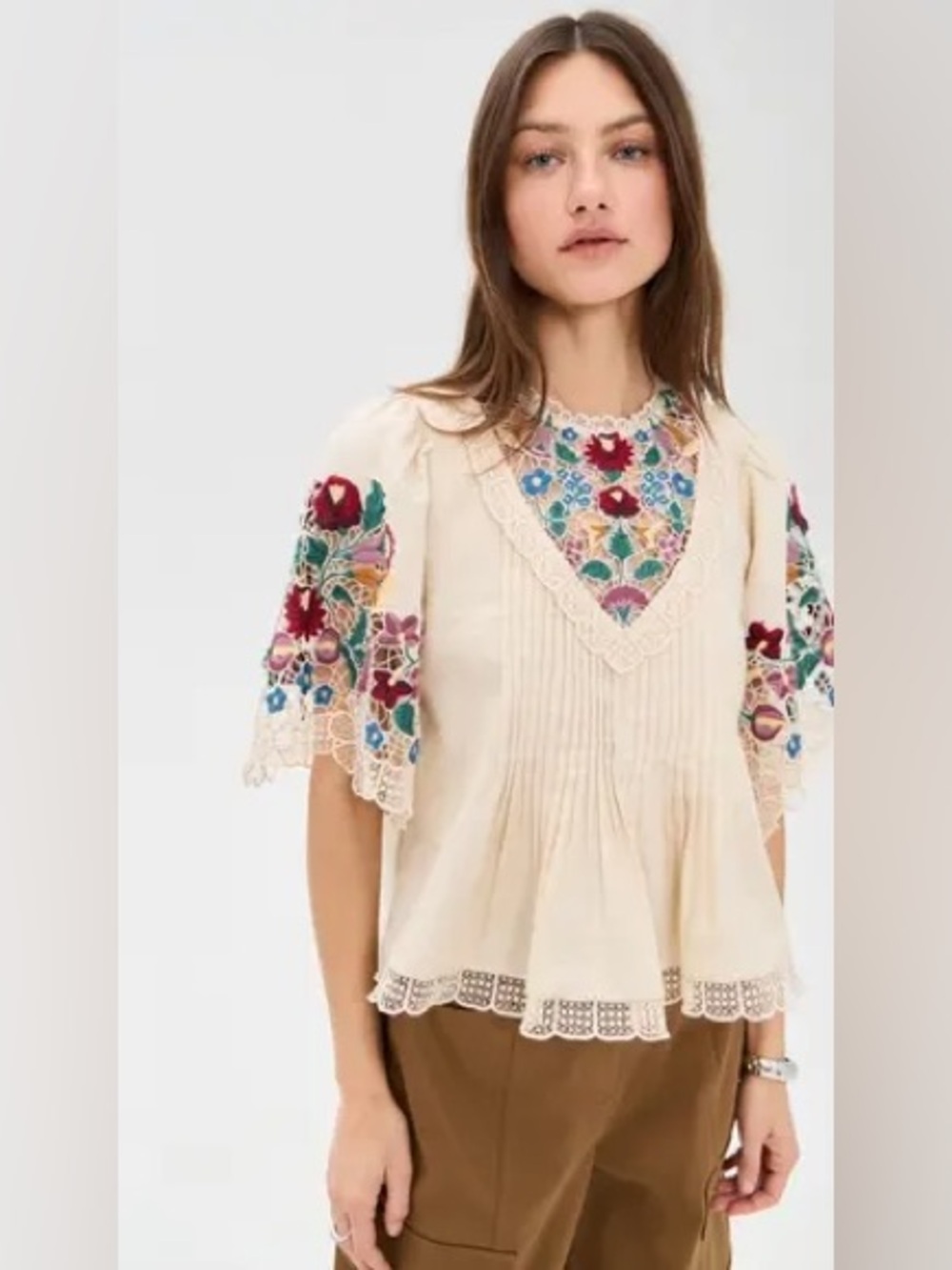 Sea NY Katharine Embroidery Top L